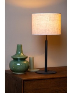 Lampe de table E27 Acier et textile crème - Lucide - Maya 2