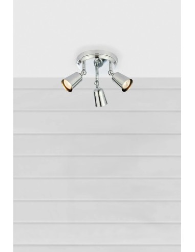 Plafonnier design chrome avec spots GU10 orientables