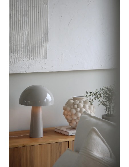 Lampe de bureau greige métal brillant avec câble transparent
